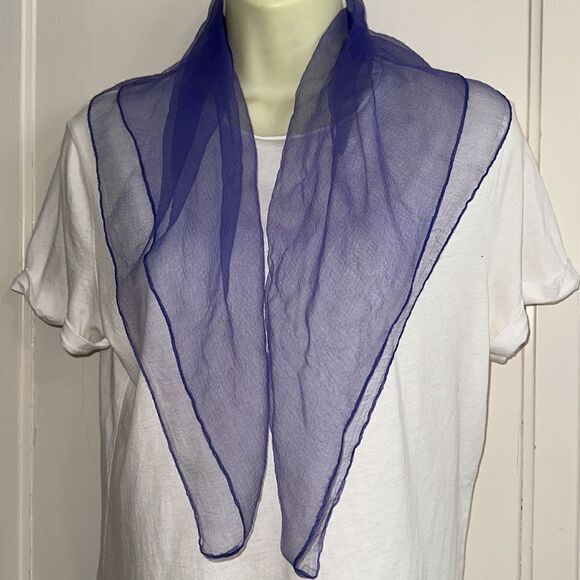 Vintage purple semi sheer chiffon square scarf - Picture 1 of 5
